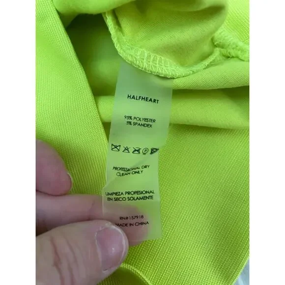 Neon Half Heart Set 2-Piece Bright Yellow Green GUC Women's Medium - Picture 7 of 7